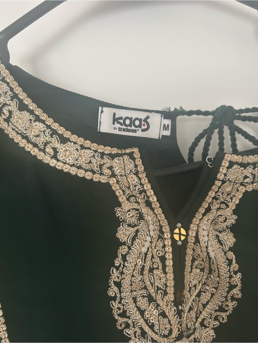 Women’s Black & Gold Long Sleeve Embroidered Dress shalwar kameez - Picture 2 of 7